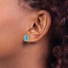 14k 9x7mm Emerald-Cut Blue Topaz Post Earrings