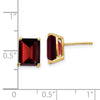 14k 9x7mm Emerald-cut Garnet Post Earrings