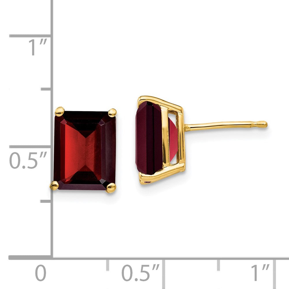 14k 9x7mm Emerald-cut Garnet Post Earrings