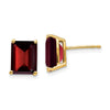 14k 9x7mm Emerald-cut Garnet Post Earrings