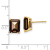 14k 9x7mm Emerald-cut Smoky Quartz Post Earrings