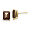14k 9x7mm Emerald-cut Smoky Quartz Post Earrings