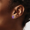 14k White Gold 9x7mm Emerald-Cut Amethyst Post Earrings