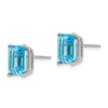 14k White Gold 9x7mm Emerald-Cut Blue Topaz Post Earrings