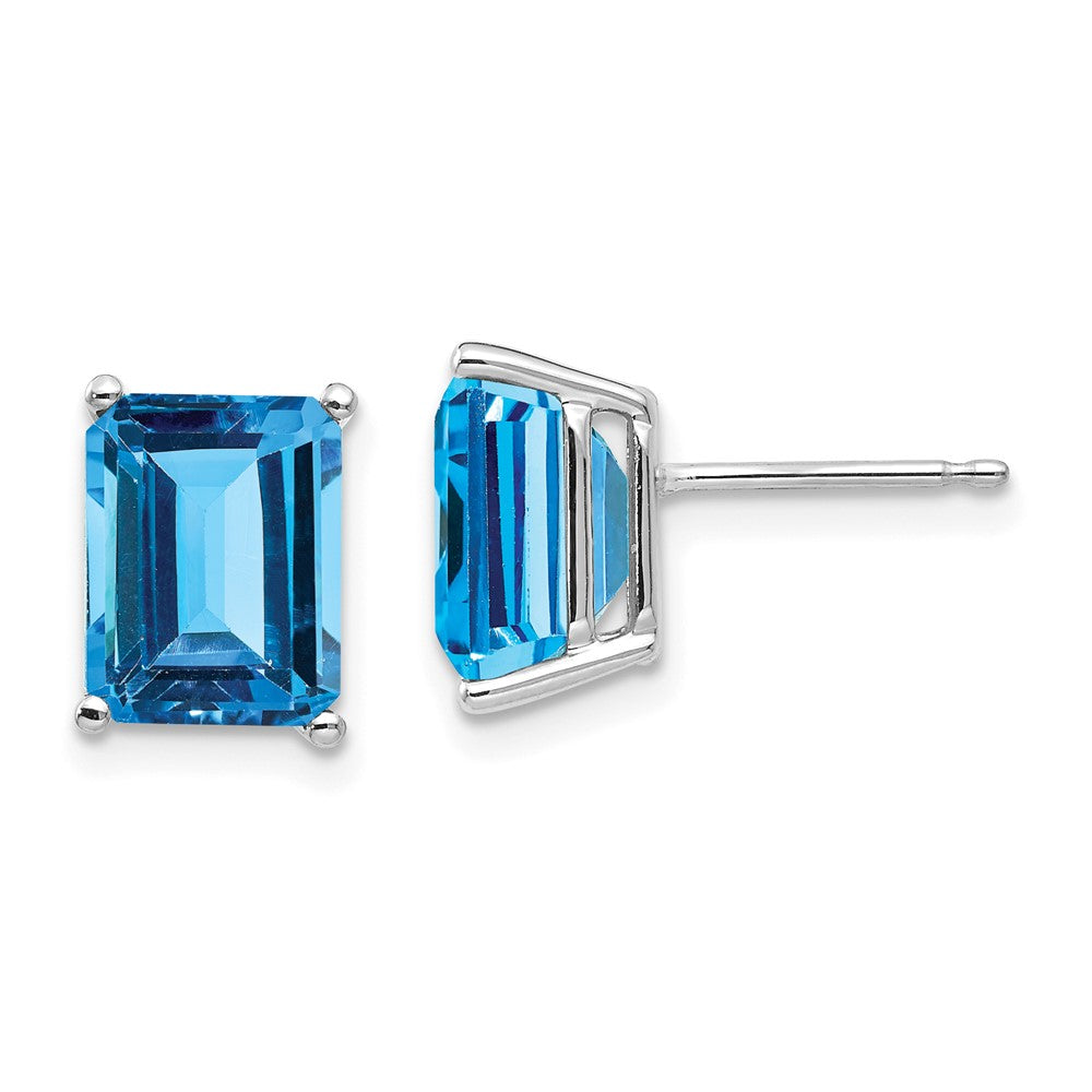 14k Emerald-Cut Gemstone Earrings