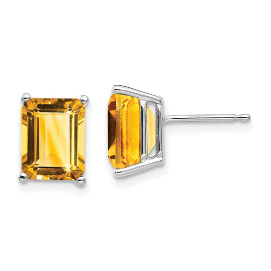 14k Emerald-Cut Gemstone Earrings
