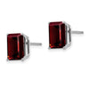 14k White Gold 9x7mm Emerald-cut Garnet Post Earrings