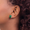 14k White Gold 9x7mm Emerald-Cut Mount St. Helens Post Earrings