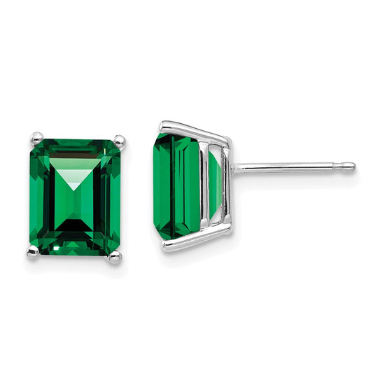 14k Emerald-Cut Gemstone Earrings