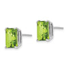 14k White Gold 9x7mm Emerald-Cut Peridot Post Earrings