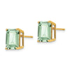 14k 10x8mm Emerald-Cut Green Quartz Post Earrings