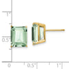 14k 10x8mm Emerald-Cut Green Quartz Post Earrings