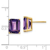 14k 10x8mm Emerald-Cut Amethyst Post Earrings