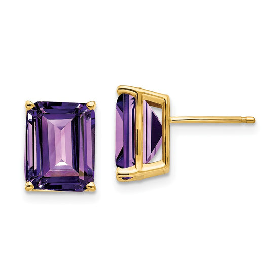 14k Emerald-Cut Gemstone Earrings