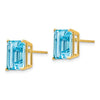 14k 10x8mm Emerald-Cut Blue Topaz Post Earrings