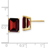 14k 10x8mm Emerald-cut Garnet Post Earrings