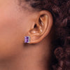 14k White Gold 10x8mm Emerald-Cut Amethyst Stud Post Earrings