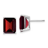 14k White Gold 10x8mm Emerald-cut Garnet Stud Post Earrings
