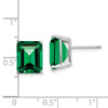 14k White Gold 10x8mm Emerald-Cut Mount St. Helens Stud Post Earrings