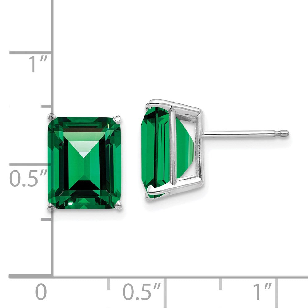14k White Gold 10x8mm Emerald-Cut Mount St. Helens Stud Post Earrings