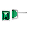 14k White Gold 10x8mm Emerald-Cut Mount St. Helens Stud Post Earrings