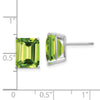 14k White Gold 10x8mm Emerald-Cut Peridot Post Earrings