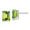 14k White Gold 10x8mm Emerald-Cut Peridot Post Earrings