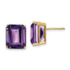 14k 12x10mm Emerald-Cut Amethyst Post Earrings