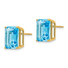 14k 12x10mm Emerald-Cut Blue Topaz Post Earrings