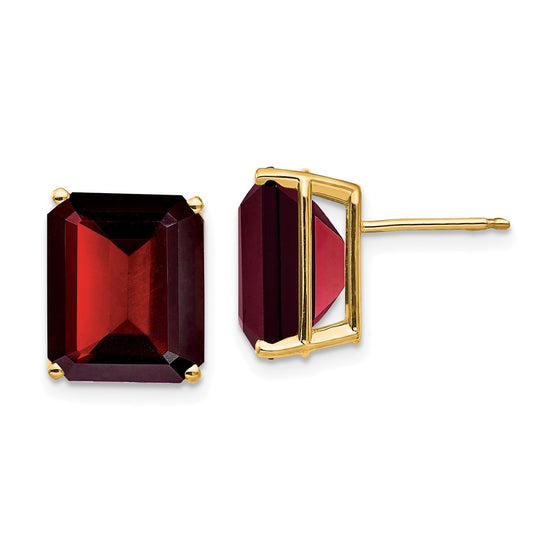 14k Emerald-Cut Gemstone Earrings