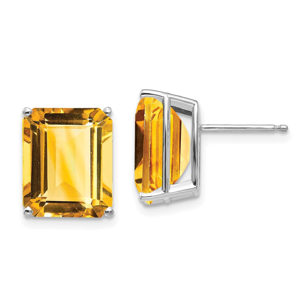 14k Emerald-Cut Gemstone Earrings