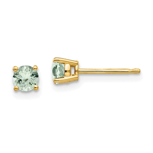 14k 4mm Round Green Quartz Post Earrings