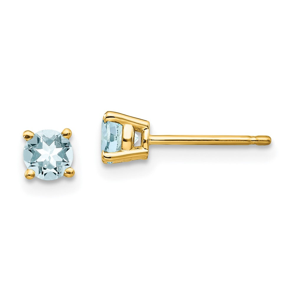 14k Round Gemstone Post Earrings. -B Styles