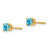 14k 4mm Round Blue Topaz Post Earrings