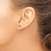 14k 4mm Round Checker-Cut Green Quartz Post Earrings