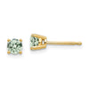 14k 4mm Round Checker-Cut Green Quartz Post Earrings