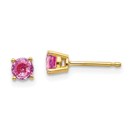 14k Round Gemstone Post Earrings. -B Styles