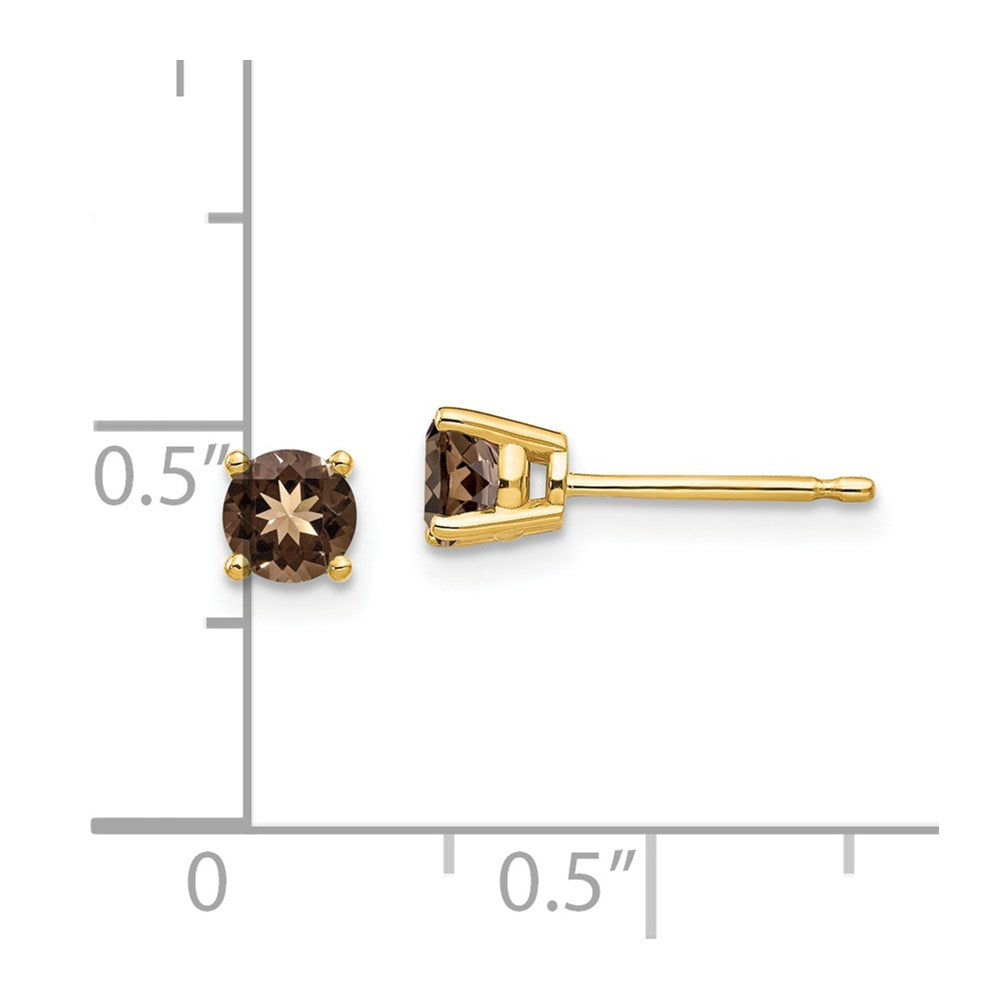 14k 4mm Round Smoky Quartz Post Earrings