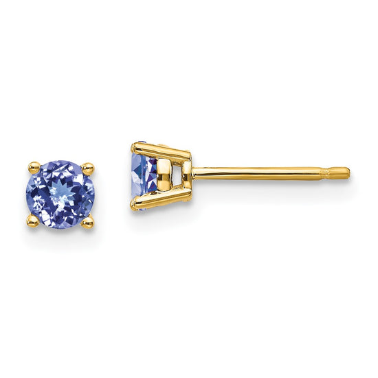 14k Round Gemstone Post Earrings. -B Styles