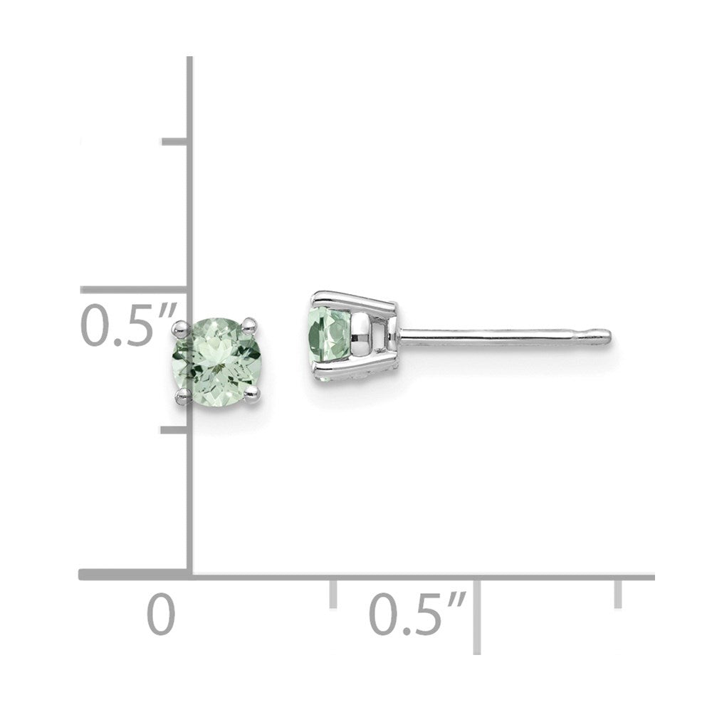 14k White Gold 4mm Round Green Quartz Post Earrings