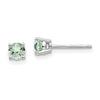 14k White Gold 4mm Round Green Quartz Post Earrings