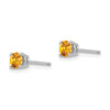 14k White Gold 4mm Round Citrine Post Earrings