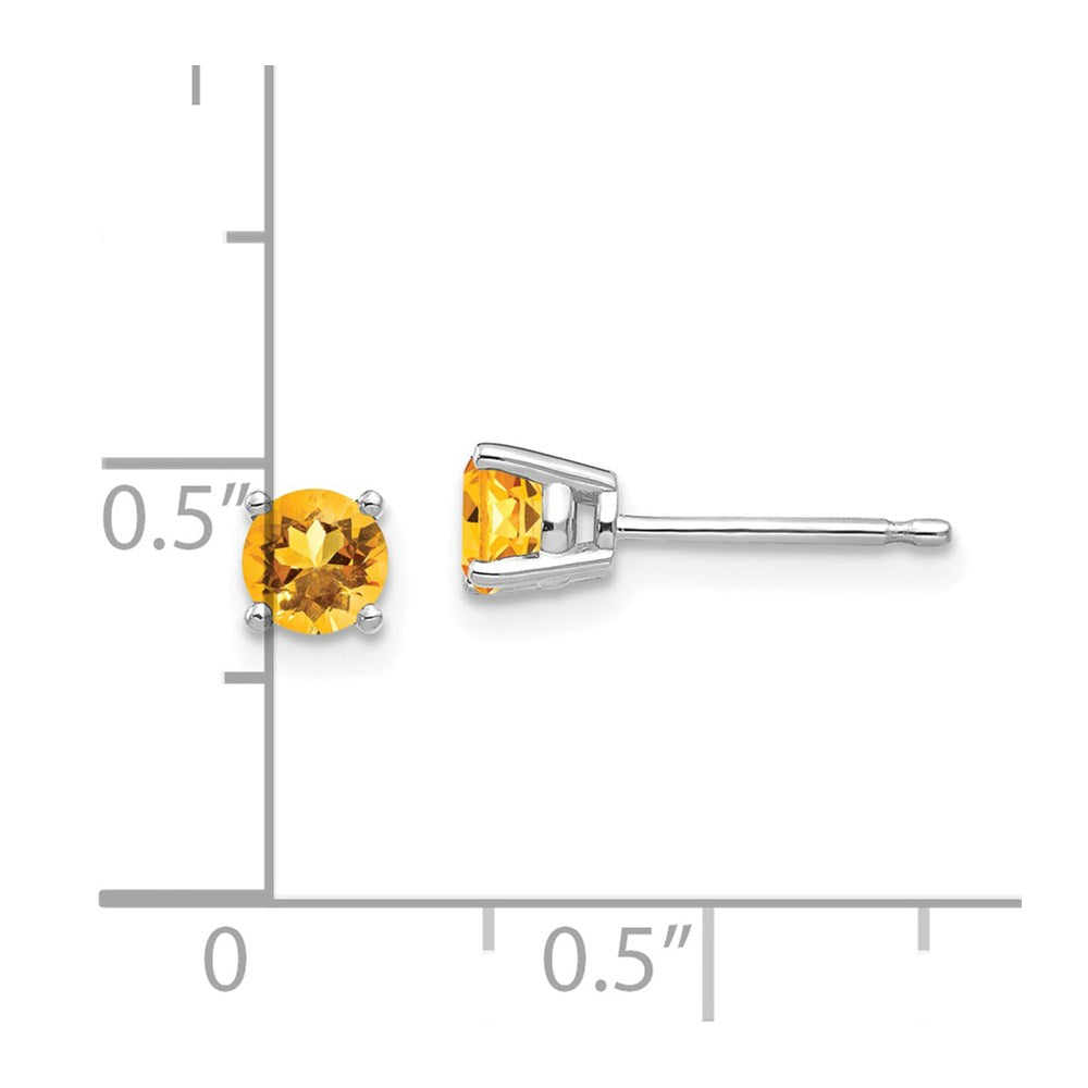 14k White Gold 4mm Round Citrine Post Earrings
