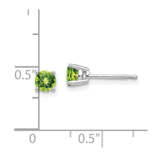 14k White Gold 4mm Round Peridot Post Earrings