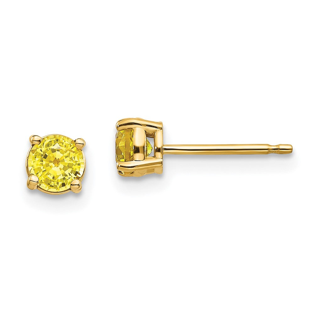 14k Round Gemstone Post Earrings. -B Styles