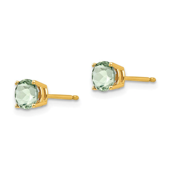 14k 5mm Round Green Quartz Post Earrings