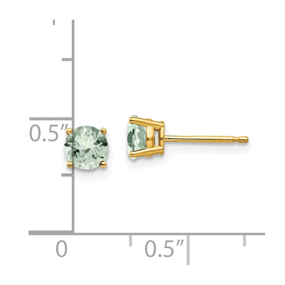 14k 5mm Round Green Quartz Post Earrings