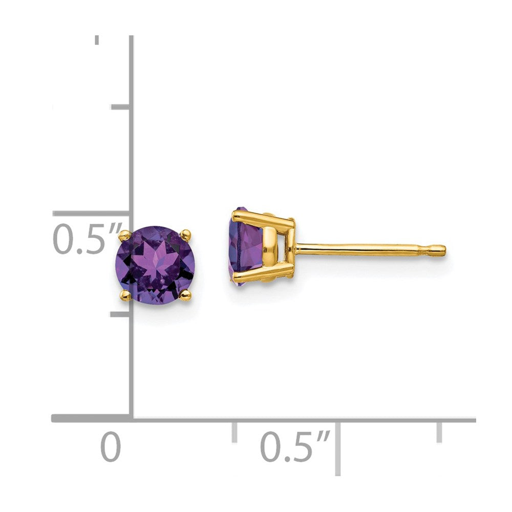 14k 5mm Round Amethyst Post Earrings