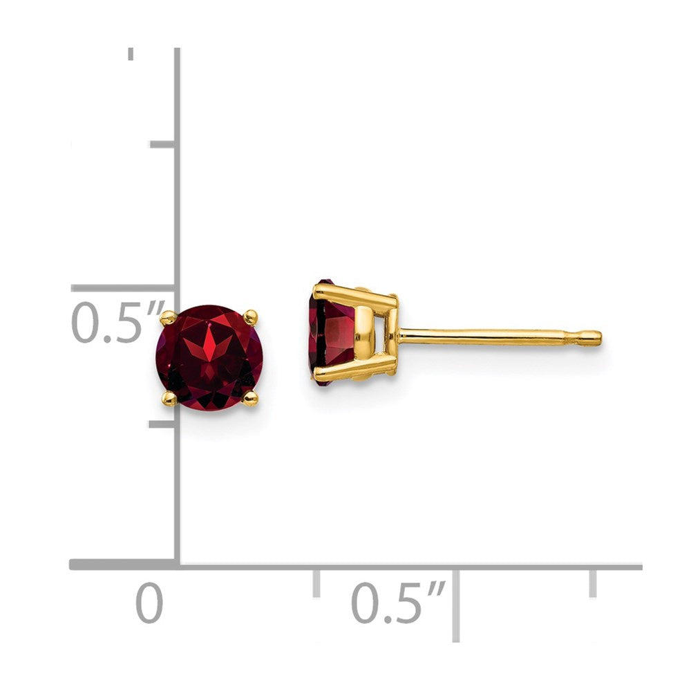 14k 5mm Round Garnet Post Earrings