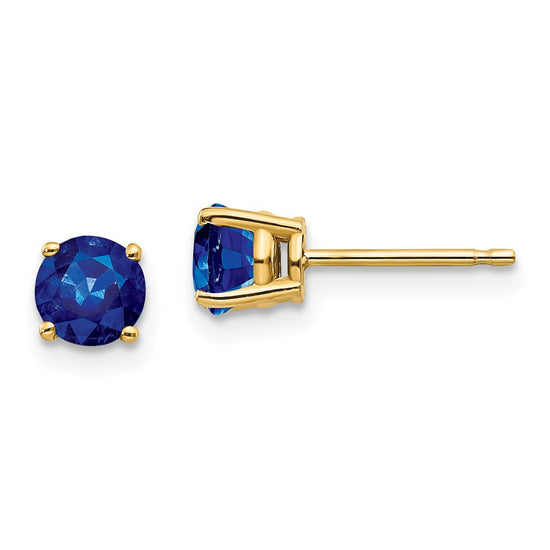 14k Round Gemstone Post Earrings. -B Styles